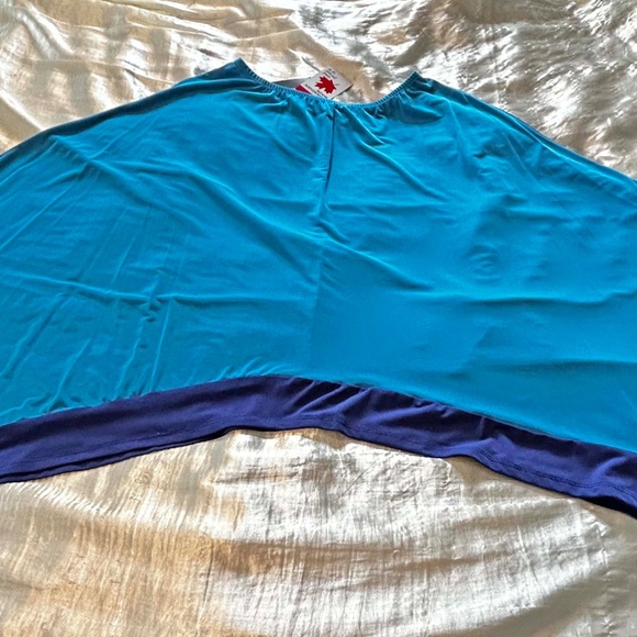PONCHO, JERSEY, NAVY & ROYAL BLUE, ONE SIZE, CANADIAN MADE!, ARTIZAN BY ROBIN - Picture 2 of 8